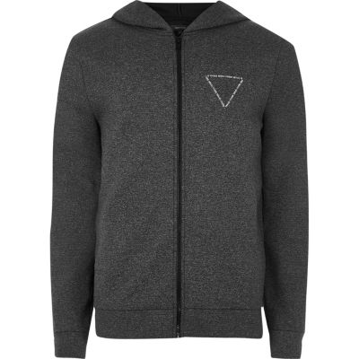 Dark grey logo zip up hoodie